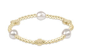 Signature Cross Admire Pearl Pattern 3mm Bead Bracelet - Gold