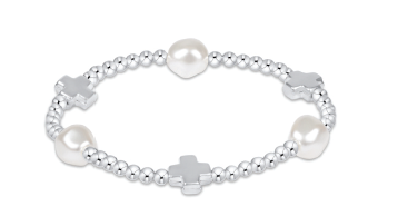 Signature Cross Admire Pearl Pattern 3mm Bead Bracelet - Sterling