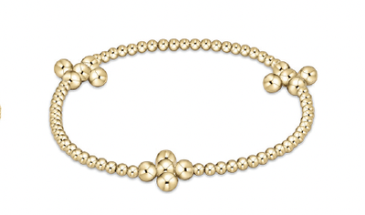 Signature Cross Gold Pattern 2.5mm Bead Bracelet - Classic Beaded Signature Cross Gold - 4mm Bead Gold