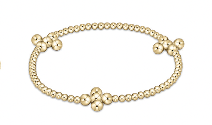 Signature Cross Gold Pattern 2.5mm Bead Bracelet - Classic Beaded Signature Cross Gold - 4mm Bead Gold