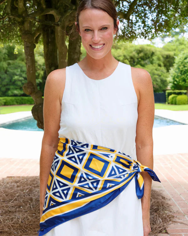 Barrett Tile Scarf - Large - Navy / Gold