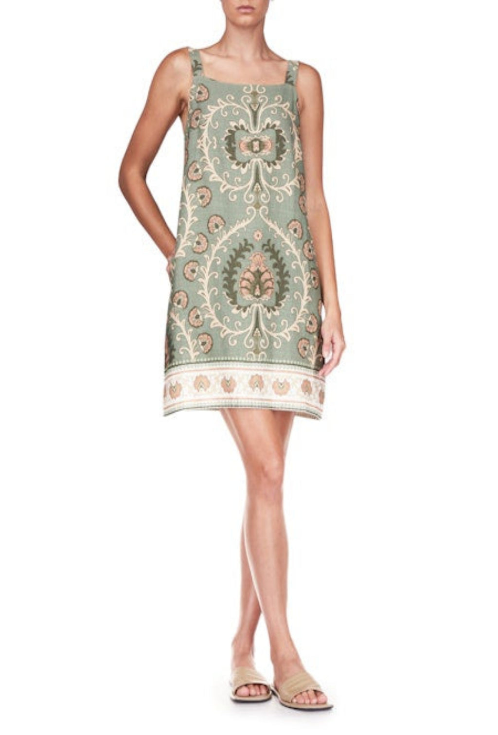 Tapestry Shift Dress - Sage