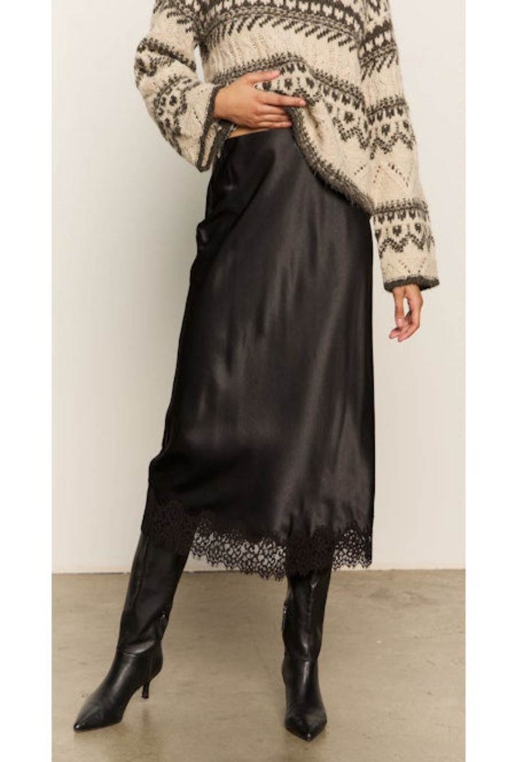 Slip Skirt w/ Lace - Black