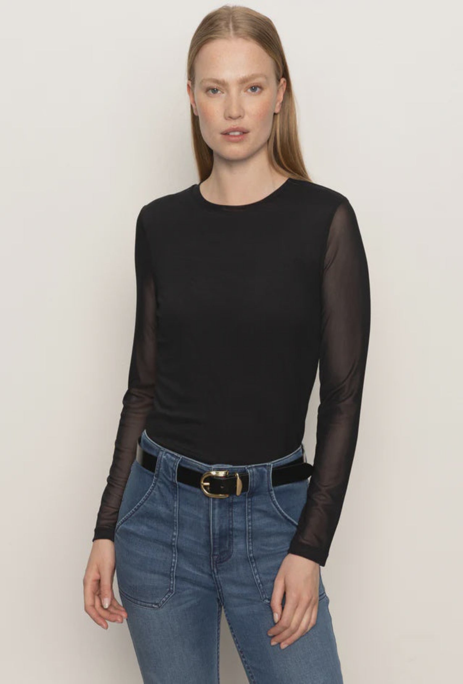 Long Sleeve Perfect Mesh Tee - Black