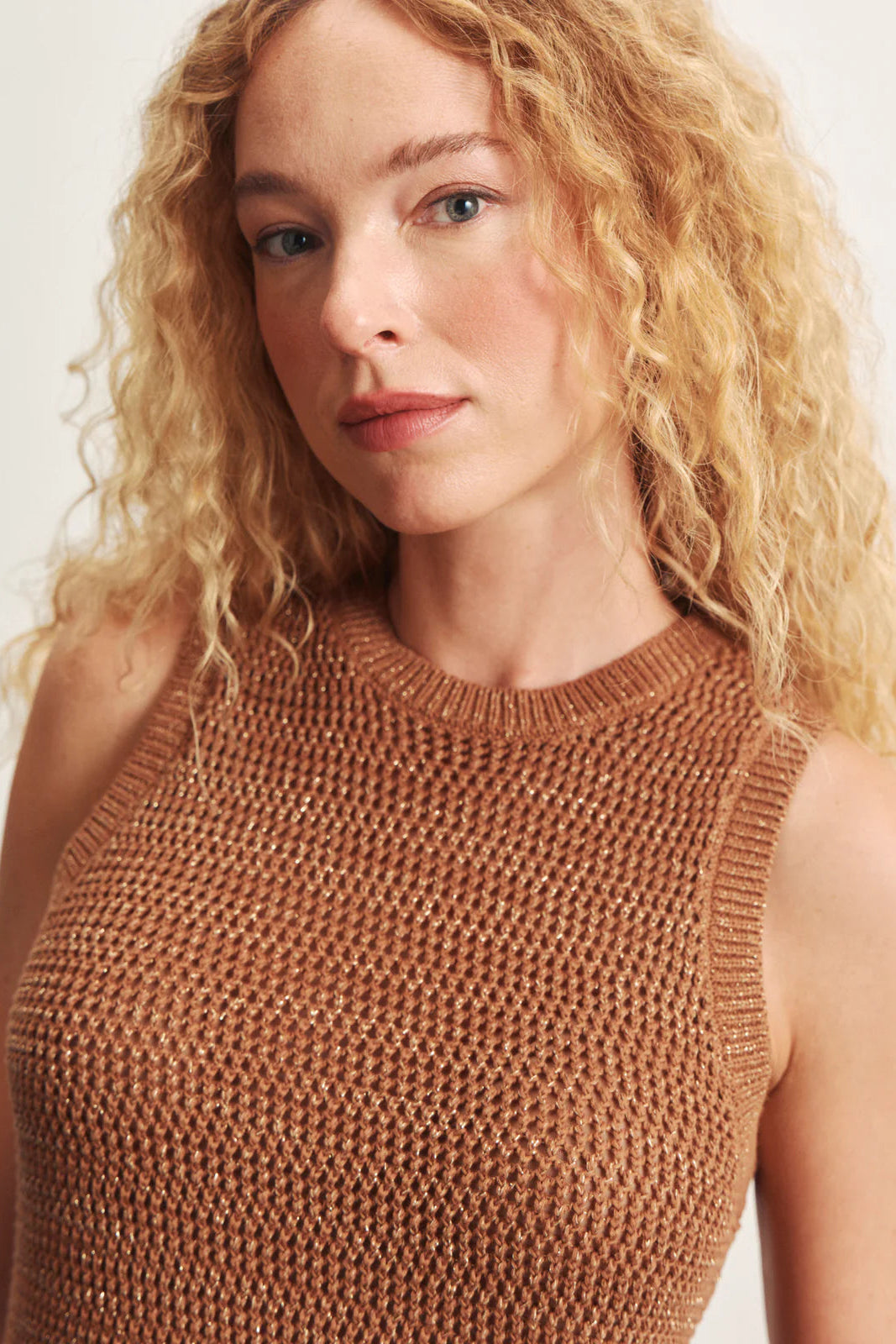 Natural State Halter Tank - Toasted Coconut Metallic