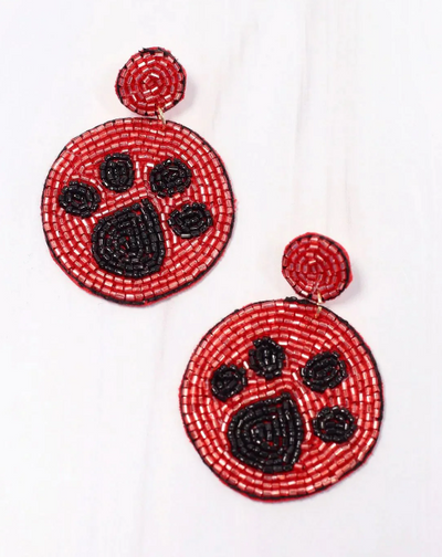 Paw Pride Beaded Earrings "Red/Black"