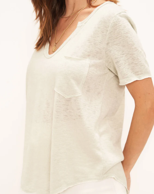 Sophia Pocket V Neck Tee "French Smoke"