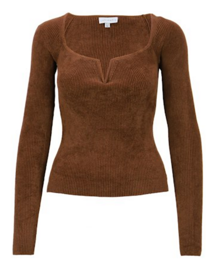 Meg Long Sleeve Top - Brown