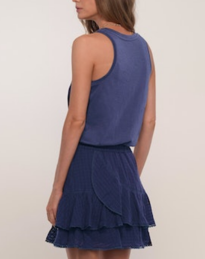 Katy Ruffle Mini Dress "Indigo"