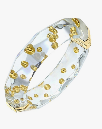 Clear and Gold Bead Faceted Bangle