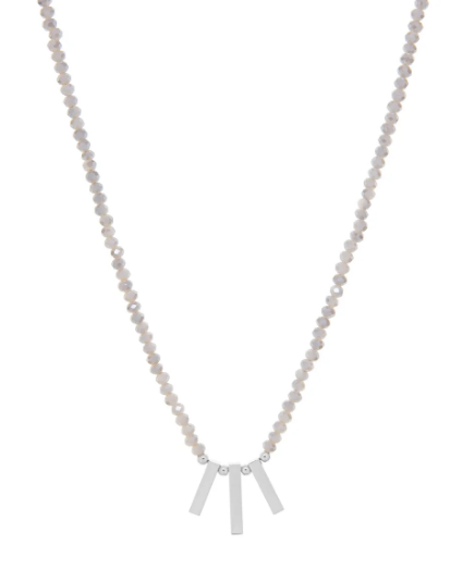 Crystal Necklace with Bar Charms (Available in Mint and Silver)
