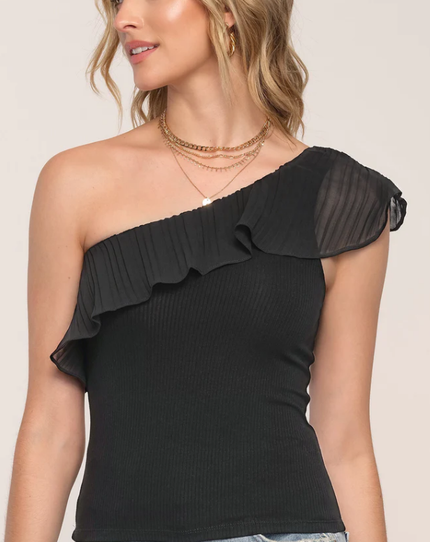 Anders One Shoulder Top "Black"