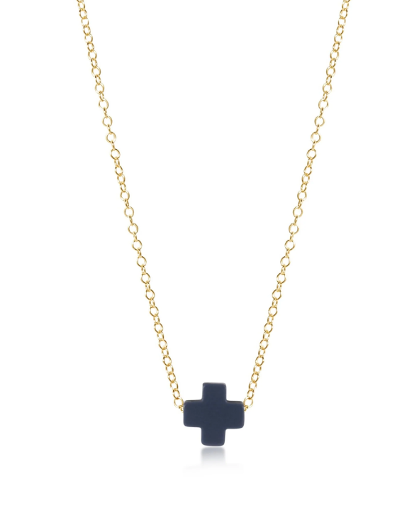 Egirl 14" Necklace Gold - Signature Cross Navy