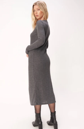Slumber Heathered Cozy Rib Maxi Cardi "Charcoal"