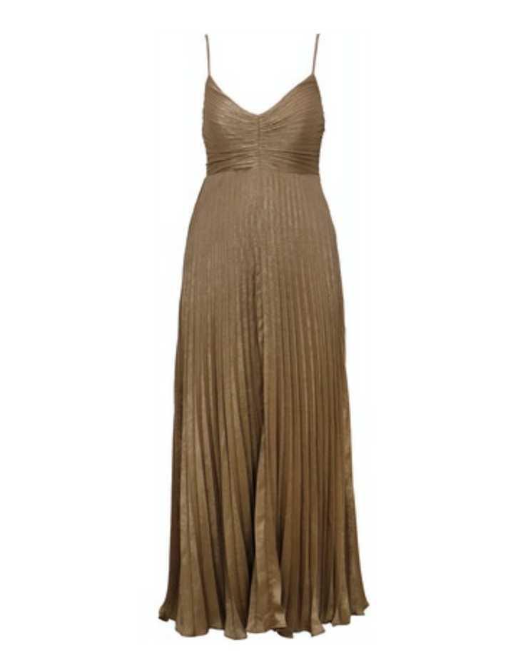 Rose Pleated Dress - Gold