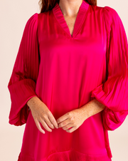 Liza Long Sleeve Dress "Neon Pink"
