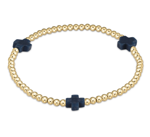 Signature Cross Gold Pattern 3mm Bead Bracelet