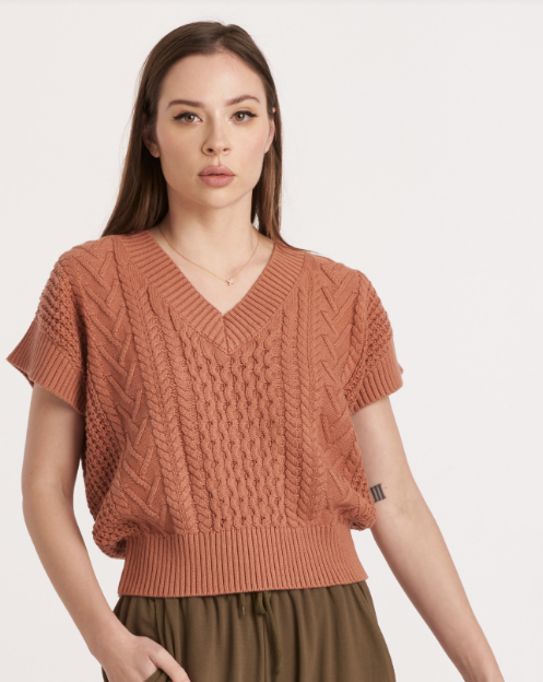 Scout V Neck Sweater Vest - Pumpkin