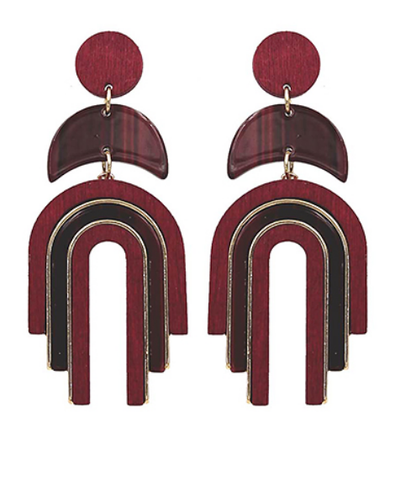 Wood & Acetate Arch Dangle Earrings (Available in 3 Colors)