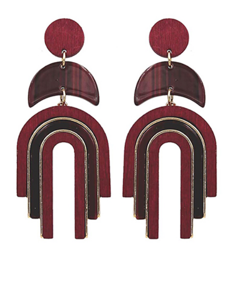 Wood & Acetate Arch Dangle Earrings (Available in 3 Colors)