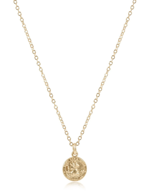 16" Necklace Gold - Protection Small Gold Disc