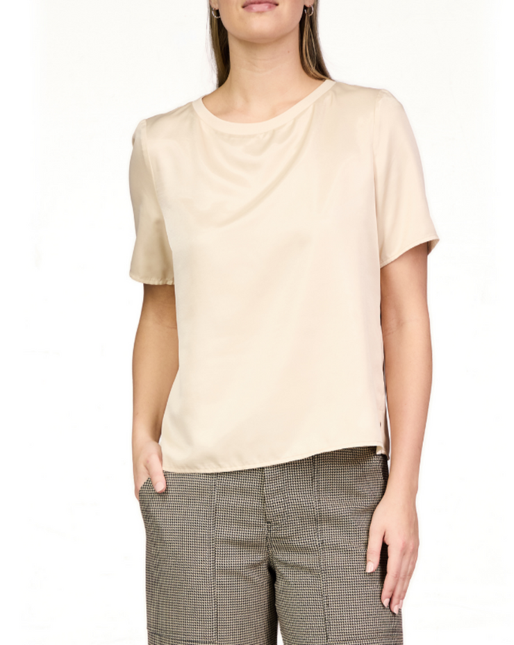 Timeless Satin Tee - Toasted Almond