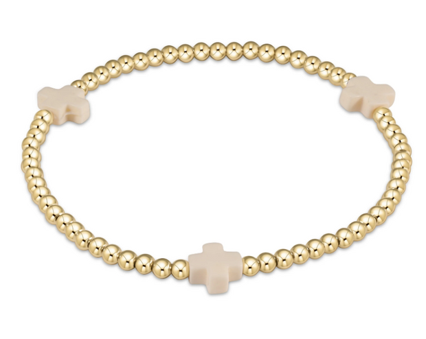 Signature Cross Gold Pattern 3mm Bead Bracelet