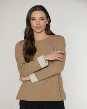 Hudson Double Knit Sweater - Heather Camel