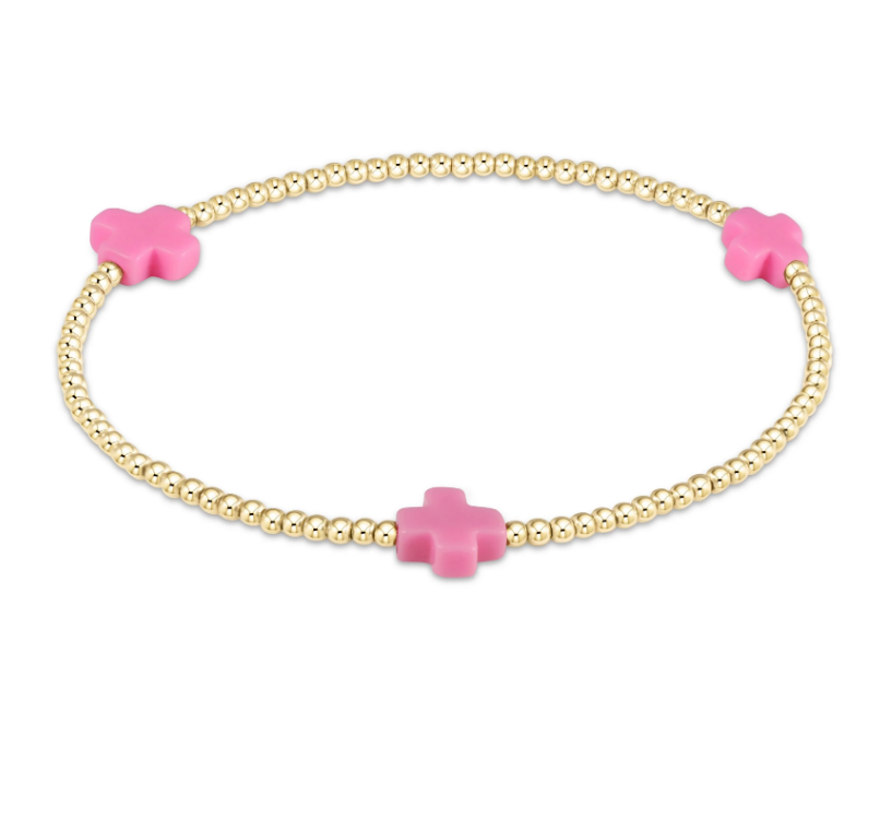 Signature Cross Gold Pattern 2mm Bead Bracelet