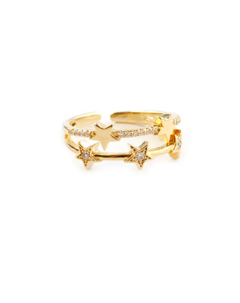 Adjustable Pave Multi Star Ring (Available in Gold and Silver)