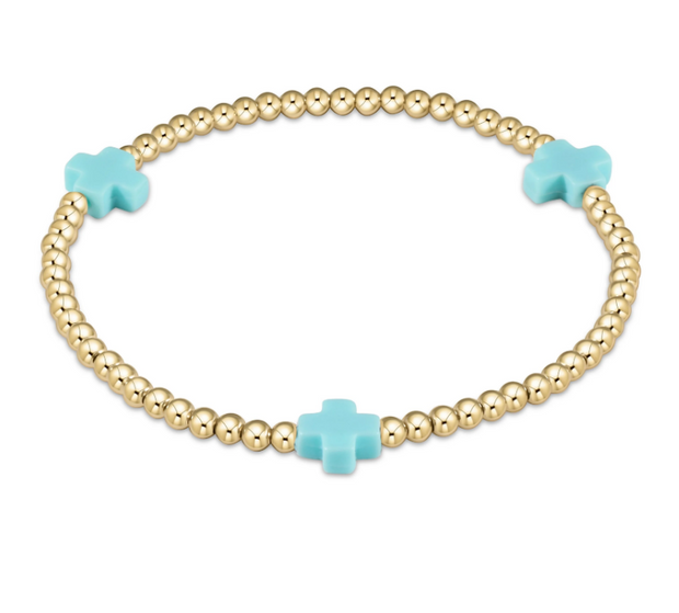 Signature Cross Gold Pattern 3mm Bead Bracelet