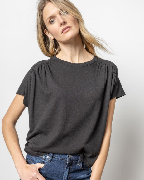 Easy Shirred Short Sleeve - Black