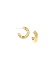 3/4" Ridge Post Hoop Earrings (Available in Gold and Silver)