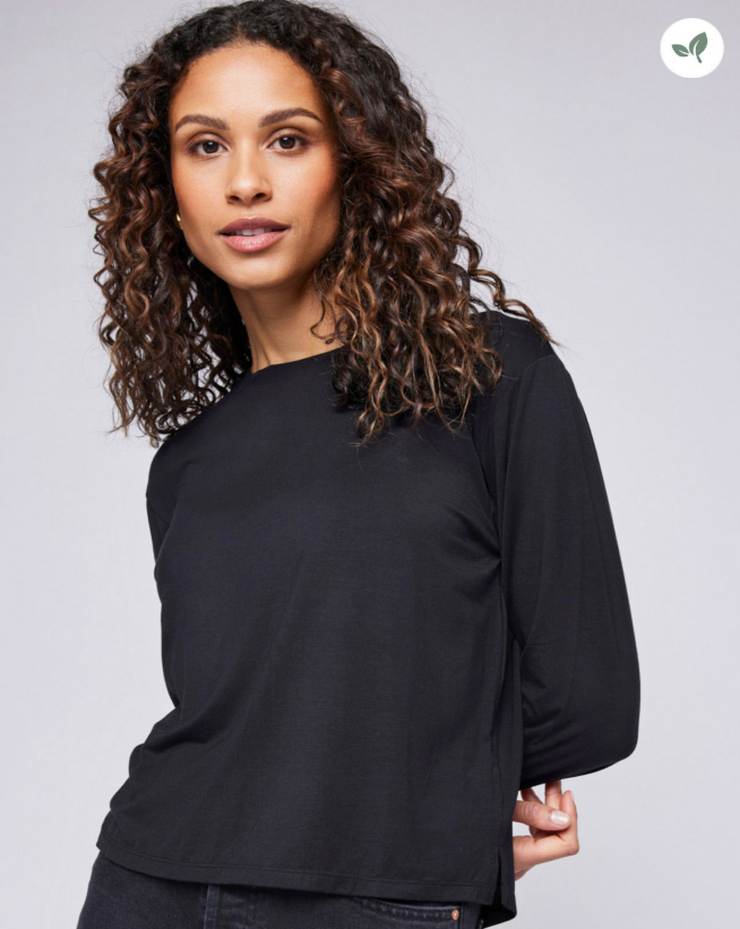 Trudy Long Sleeve Jersey Top - Black