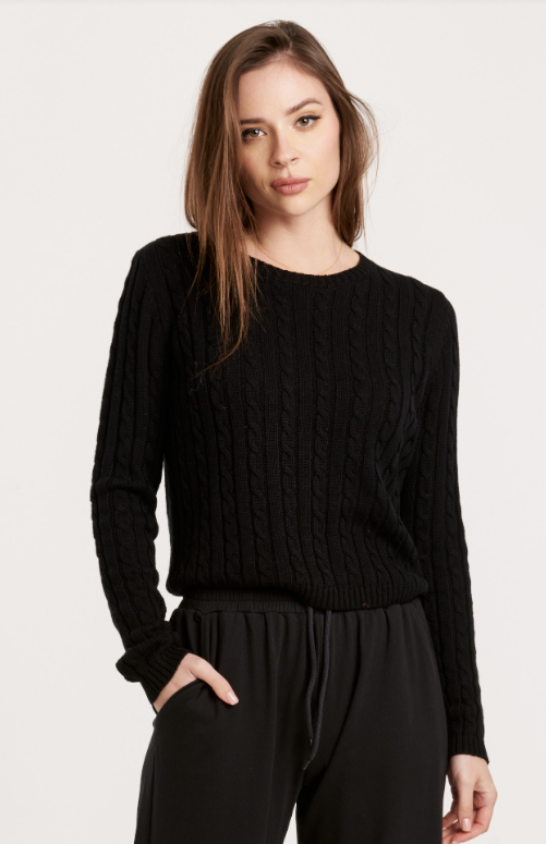 Lupe Cable Knit Sweater - Black