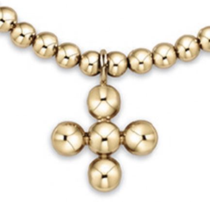 Extends Classic Gold 3mm Bracelet - Signature Cross 4mm Beaded Gold Charm