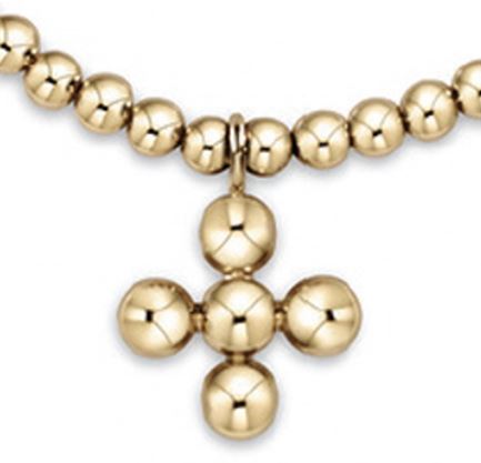 enewton Extends - Classic Gold 3mm Bead Bracelet - Classic Beaded Signature Cross Gold Charm - 4mm Bead Gold