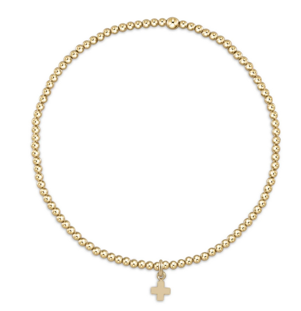 Egirl Classic Gold 2mm Bead Bracelet - Signature Cross Small Gold Charm
