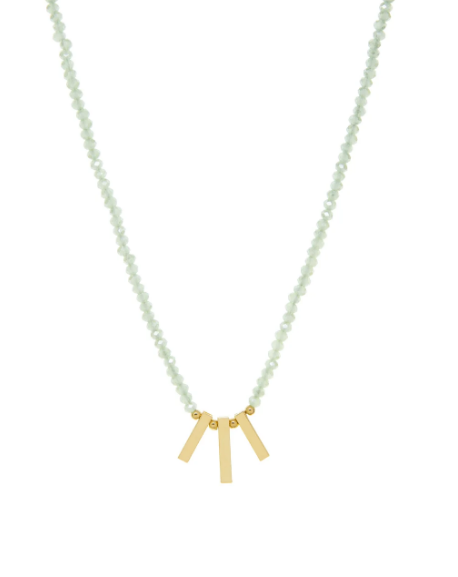 Crystal Necklace with Bar Charms (Available in Mint and Silver)