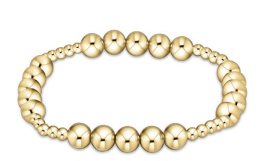 Classic Blissful Pattern 3mm Bead Bracelet - 6mm Gold