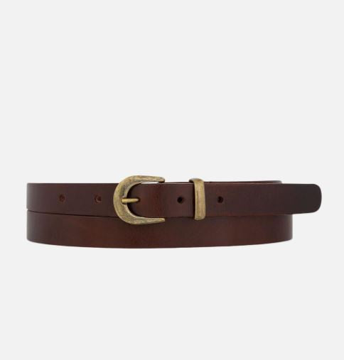 Ank Skinny Leather Belt - Brown