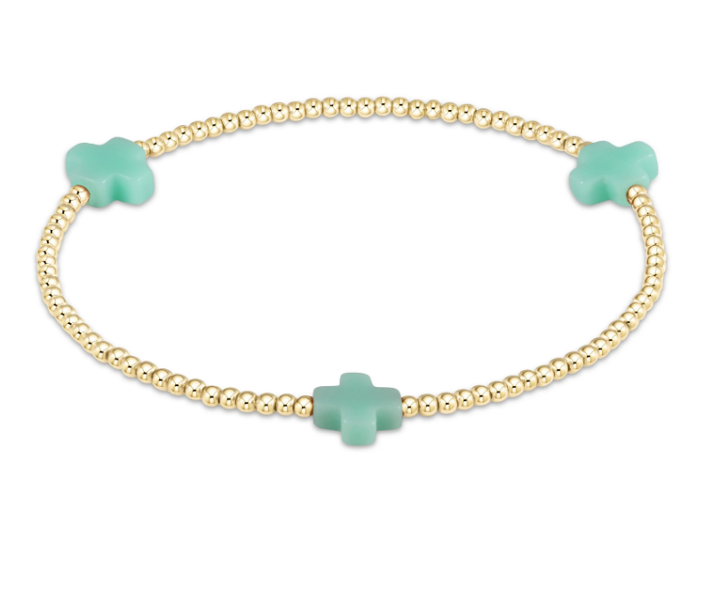 Signature Cross Gold Pattern 2mm Bead Bracelet