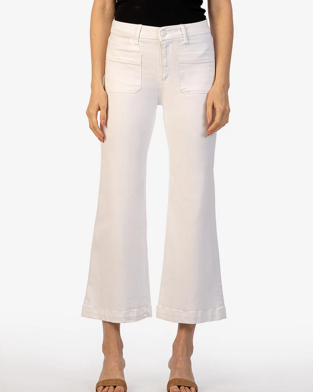 Meg High Rise Wide Leg with Patch Pockets "Optic White"
