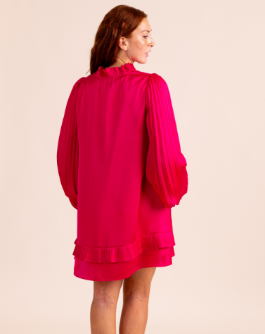 Liza Long Sleeve Dress "Neon Pink"