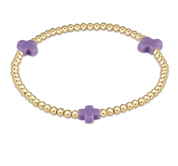 Signature Cross Gold Pattern 3mm Bead Bracelet