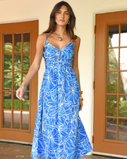 Luanne Floral Midi Dress "Sea Blue"