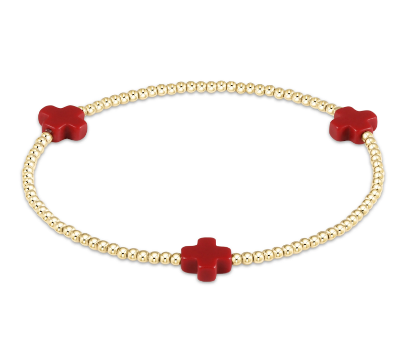 Signature Cross Gold Pattern 2mm Bead Bracelet