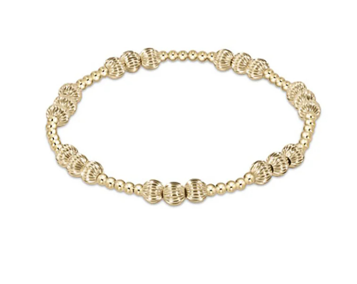 Extends - Dignity Joy Pattern 5mm Bead Bracelet - Gold