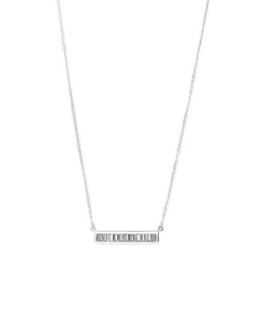 Baguette Cut CZ Bar Necklace (Available in Gold or Silver)