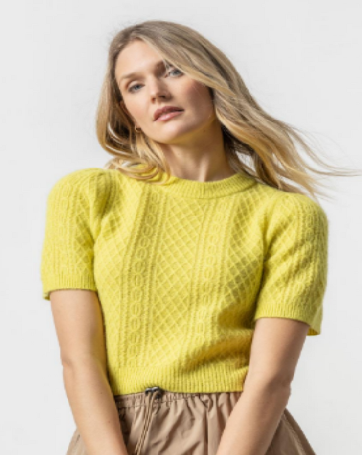 Cropped Cable Sweater - Lemongrass